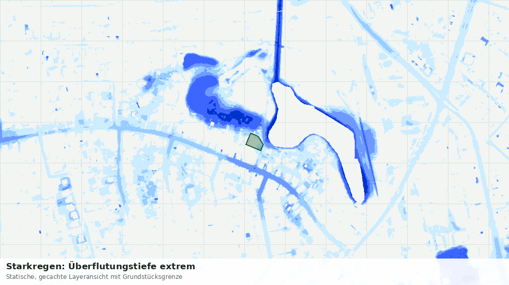 Statische Kartenansicht: Starkregen: Überflutungstiefe extrem