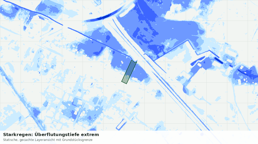 Statische Kartenansicht: Starkregen: Überflutungstiefe extrem