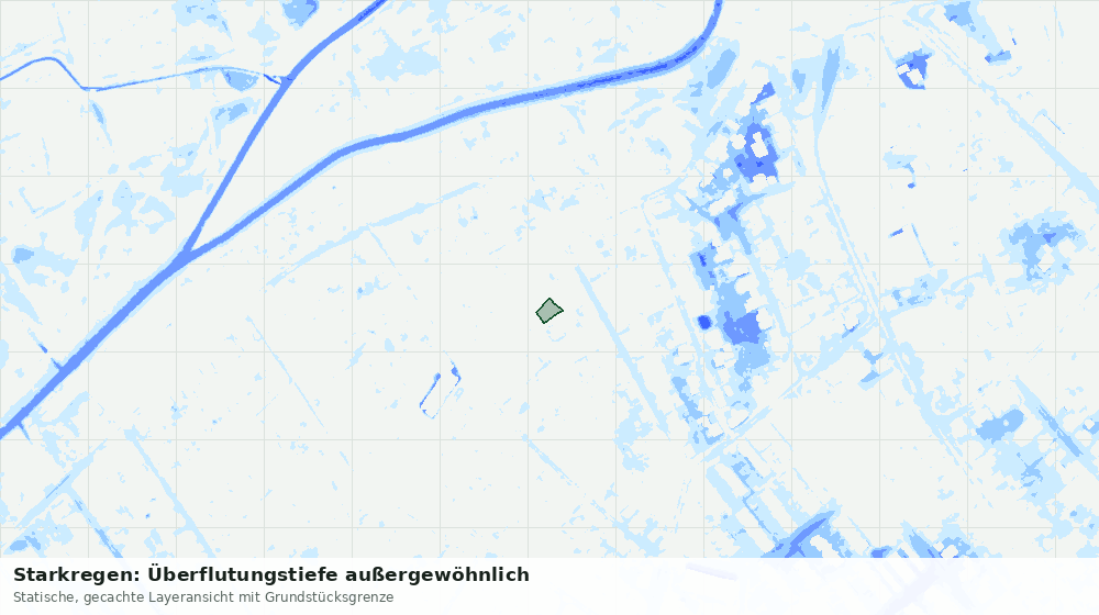 Statische Kartenansicht: Starkregen: Überflutungstiefe außergewöhnlich