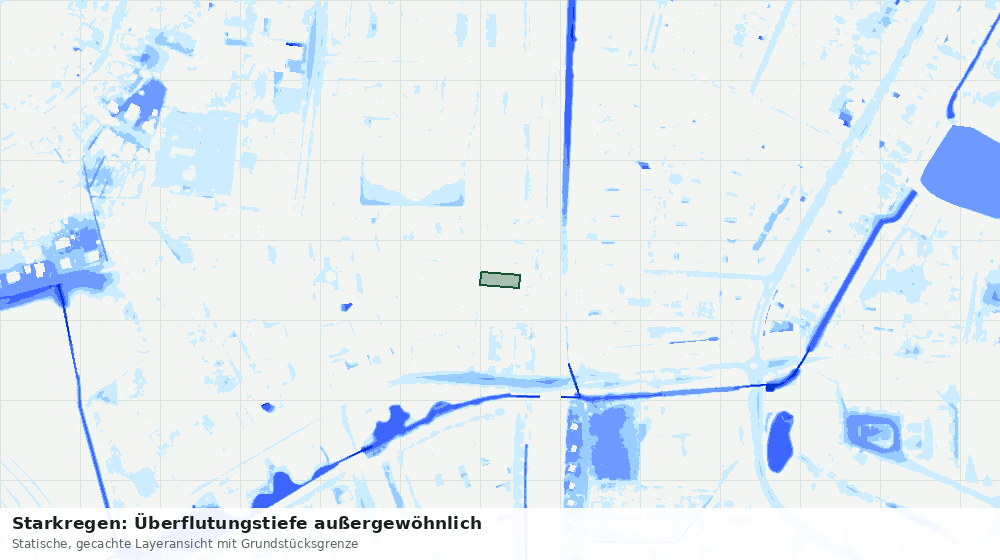 Statische Kartenansicht: Starkregen: Überflutungstiefe außergewöhnlich