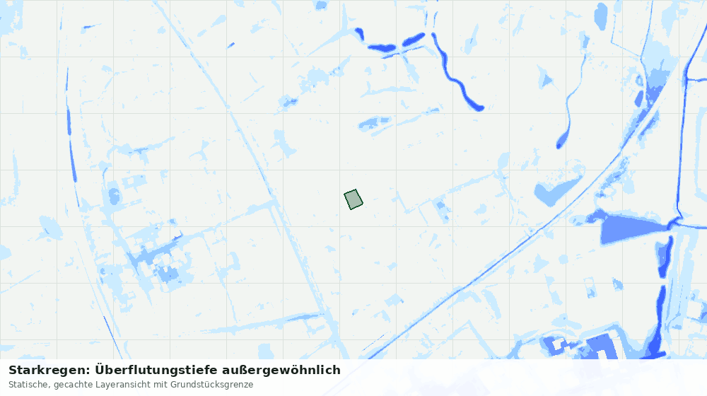 Statische Kartenansicht: Starkregen: Überflutungstiefe außergewöhnlich