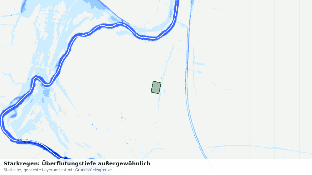 Statische Kartenansicht: Starkregen: Überflutungstiefe außergewöhnlich