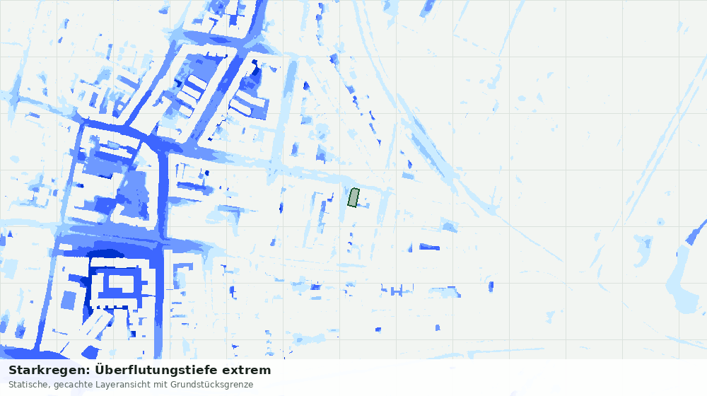 Statische Kartenansicht: Starkregen: Überflutungstiefe extrem