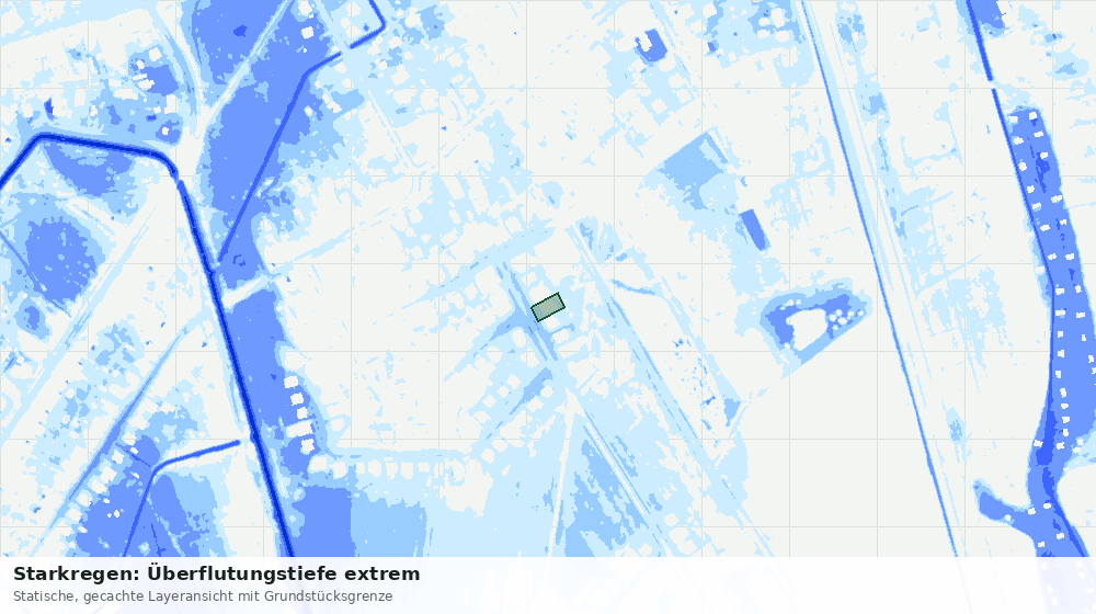 Statische Kartenansicht: Starkregen: Überflutungstiefe extrem