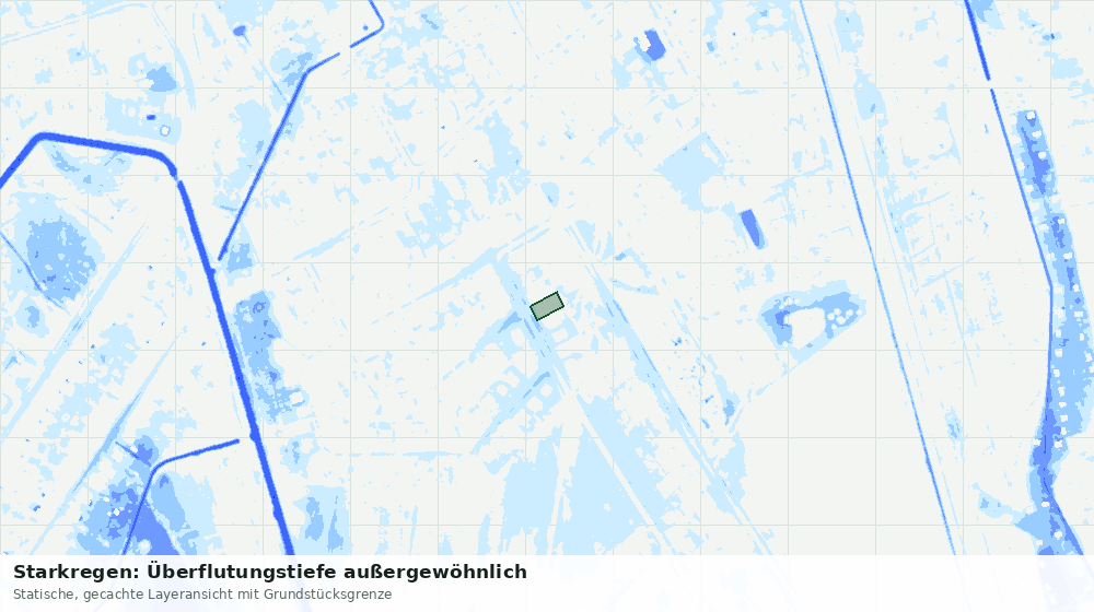 Statische Kartenansicht: Starkregen: Überflutungstiefe außergewöhnlich