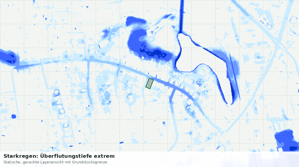 Statische Kartenansicht: Starkregen: Überflutungstiefe extrem
