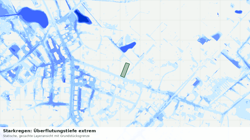 Statische Kartenansicht: Starkregen: Überflutungstiefe extrem