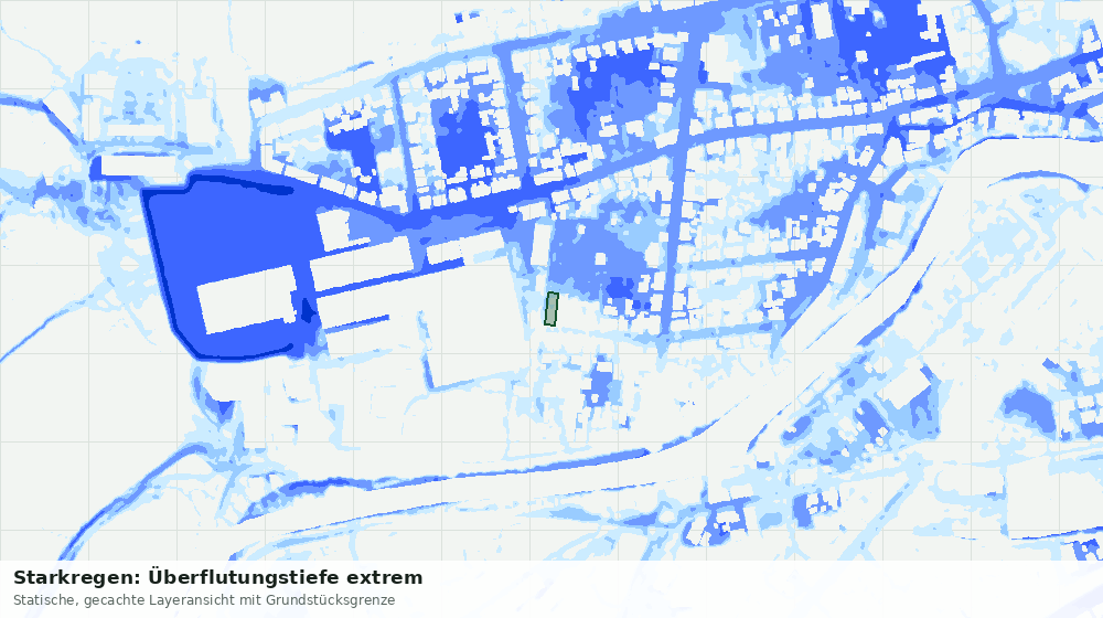Statische Kartenansicht: Starkregen: Überflutungstiefe extrem