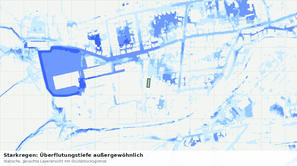 Statische Kartenansicht: Starkregen: Überflutungstiefe außergewöhnlich