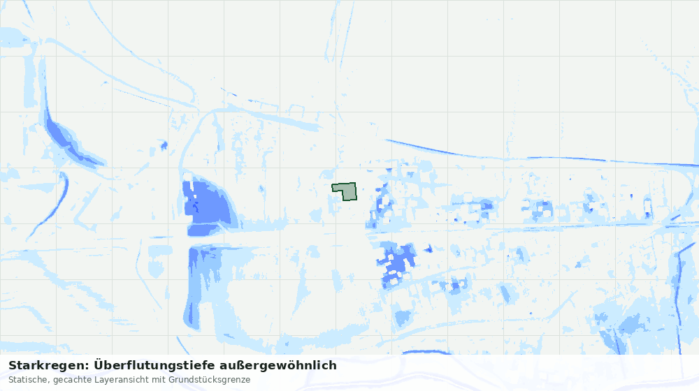 Statische Kartenansicht: Starkregen: Überflutungstiefe außergewöhnlich