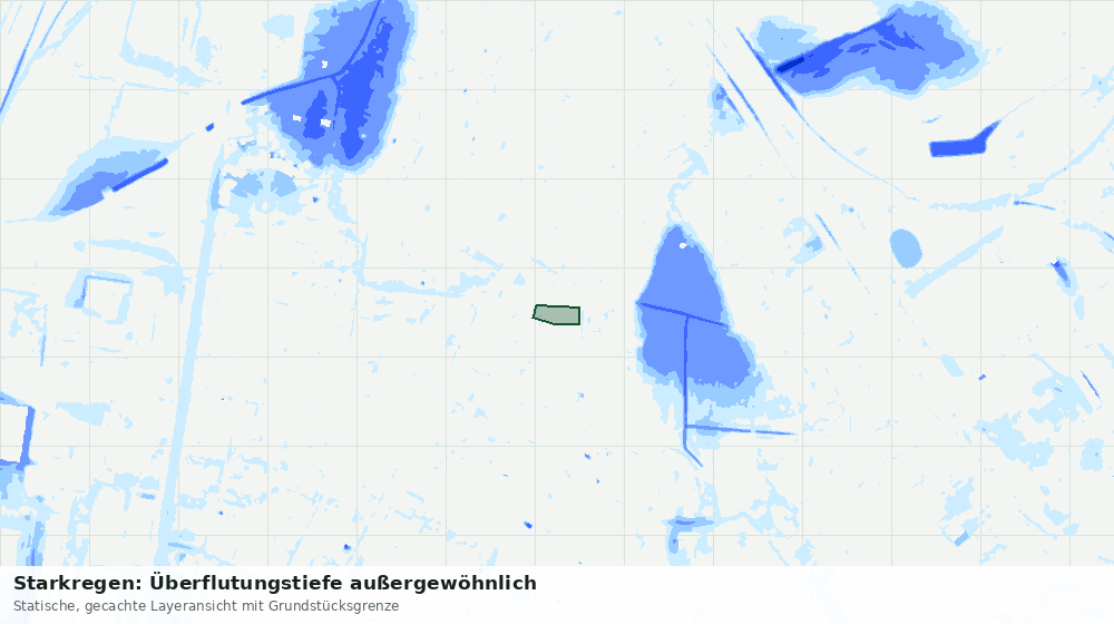 Statische Kartenansicht: Starkregen: Überflutungstiefe außergewöhnlich