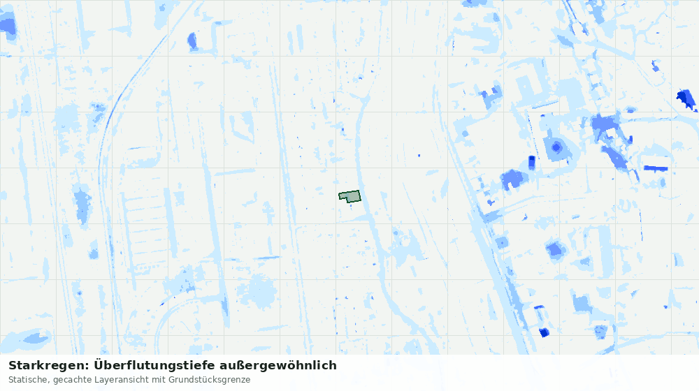 Statische Kartenansicht: Starkregen: Überflutungstiefe außergewöhnlich