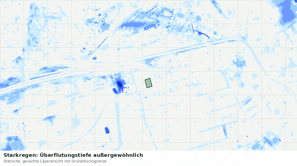 Statische Kartenansicht: Starkregen: Überflutungstiefe außergewöhnlich