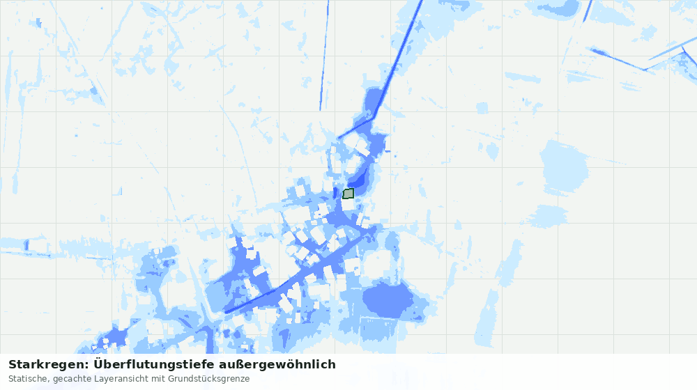 Statische Kartenansicht: Starkregen: Überflutungstiefe außergewöhnlich