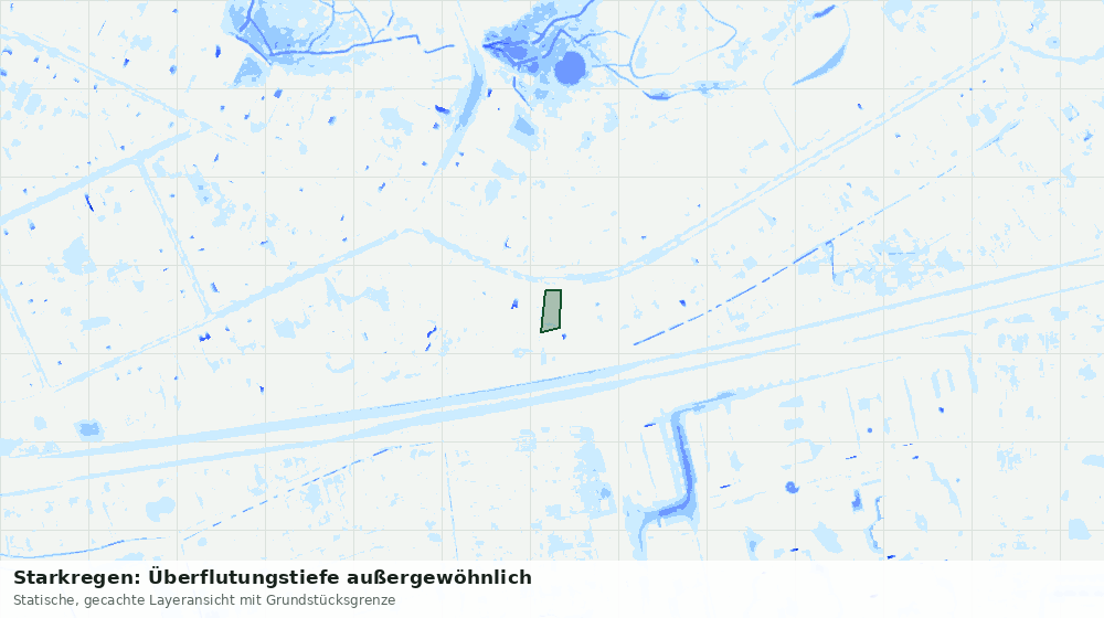 Statische Kartenansicht: Starkregen: Überflutungstiefe außergewöhnlich