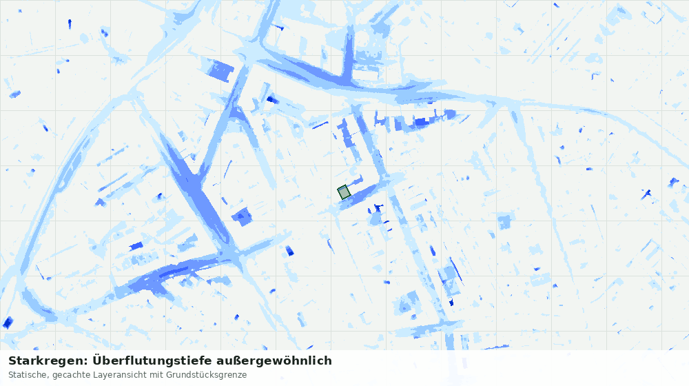 Statische Kartenansicht: Starkregen: Überflutungstiefe außergewöhnlich
