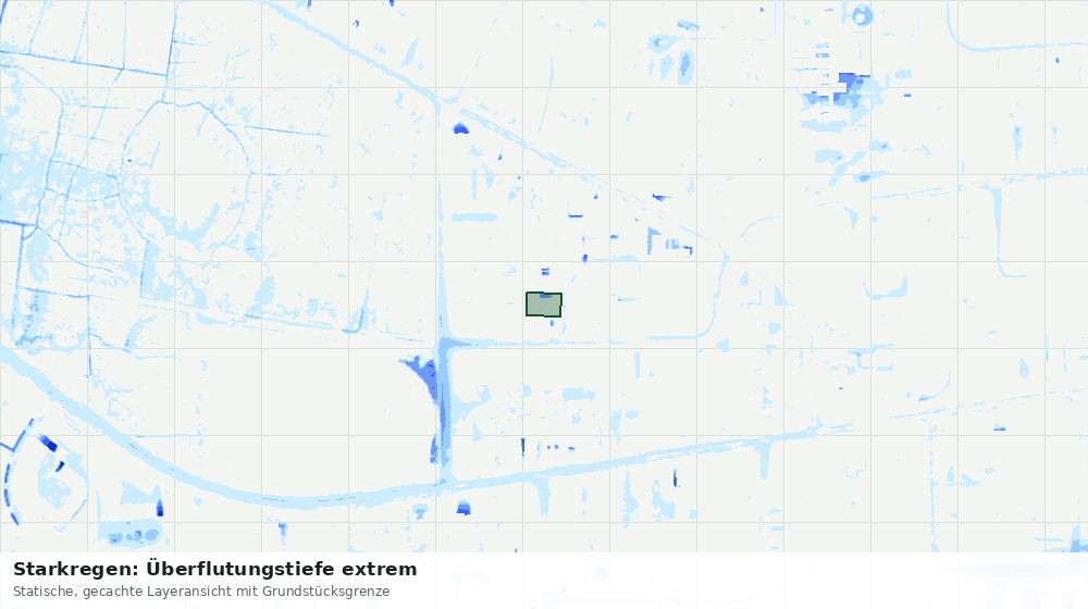 Statische Kartenansicht: Starkregen: Überflutungstiefe extrem