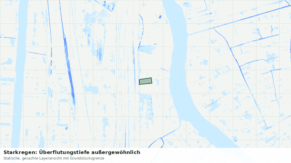 Statische Kartenansicht: Starkregen: Überflutungstiefe außergewöhnlich