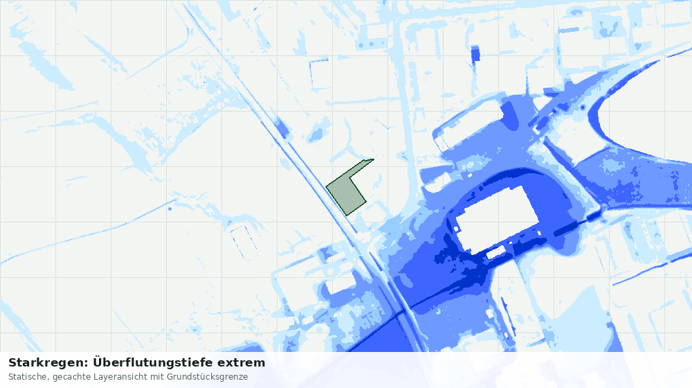 Statische Kartenansicht: Starkregen: Überflutungstiefe extrem