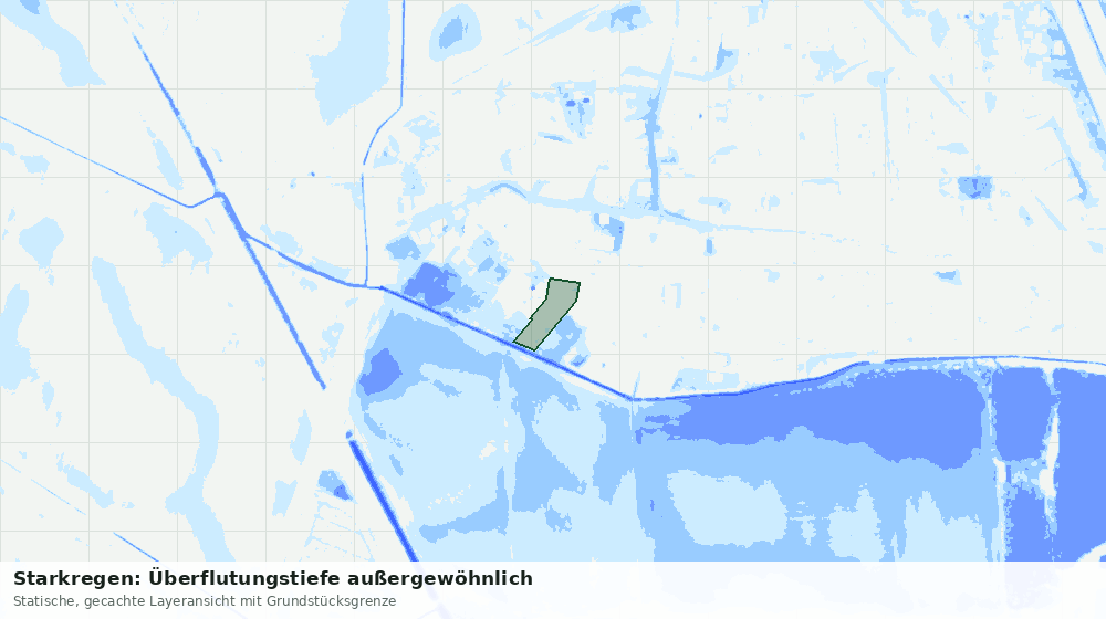 Statische Kartenansicht: Starkregen: Überflutungstiefe außergewöhnlich