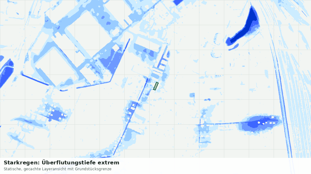 Statische Kartenansicht: Starkregen: Überflutungstiefe extrem
