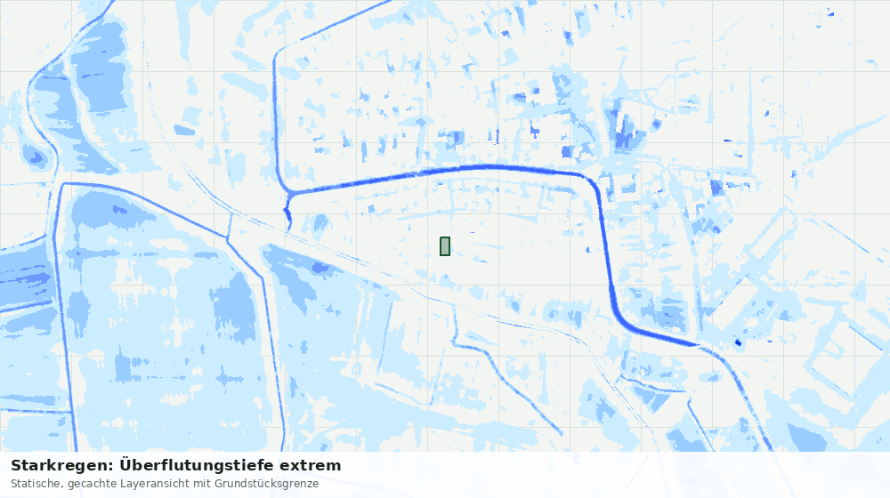 Statische Kartenansicht: Starkregen: Überflutungstiefe extrem