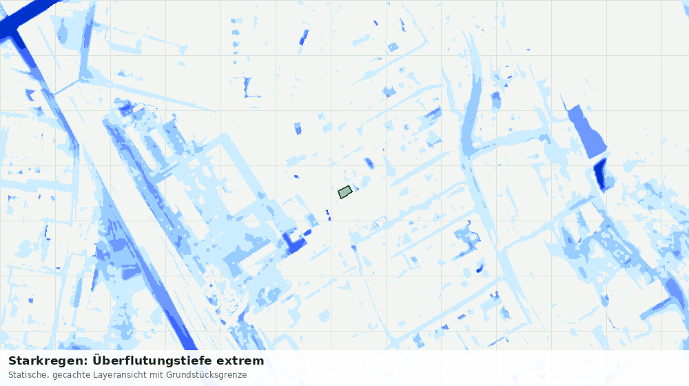Statische Kartenansicht: Starkregen: Überflutungstiefe extrem