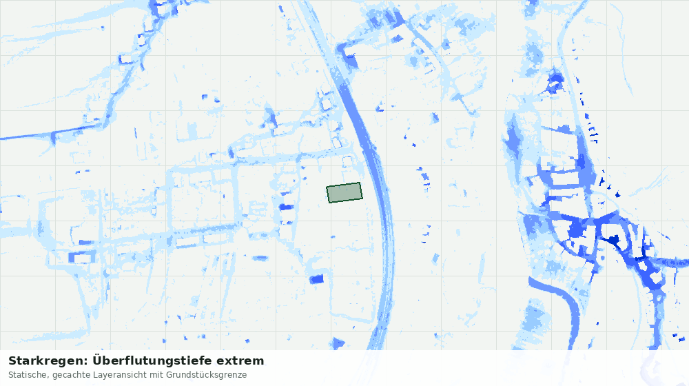 Statische Kartenansicht: Starkregen: Überflutungstiefe extrem