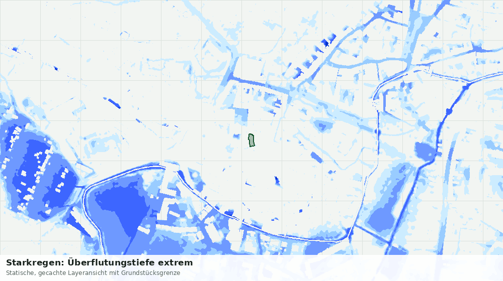 Statische Kartenansicht: Starkregen: Überflutungstiefe extrem