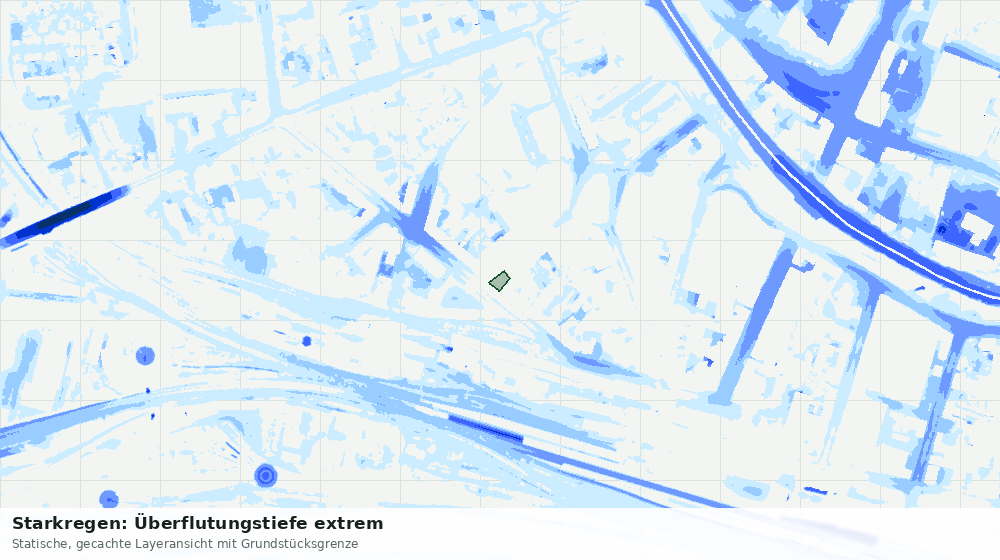 Statische Kartenansicht: Starkregen: Überflutungstiefe extrem
