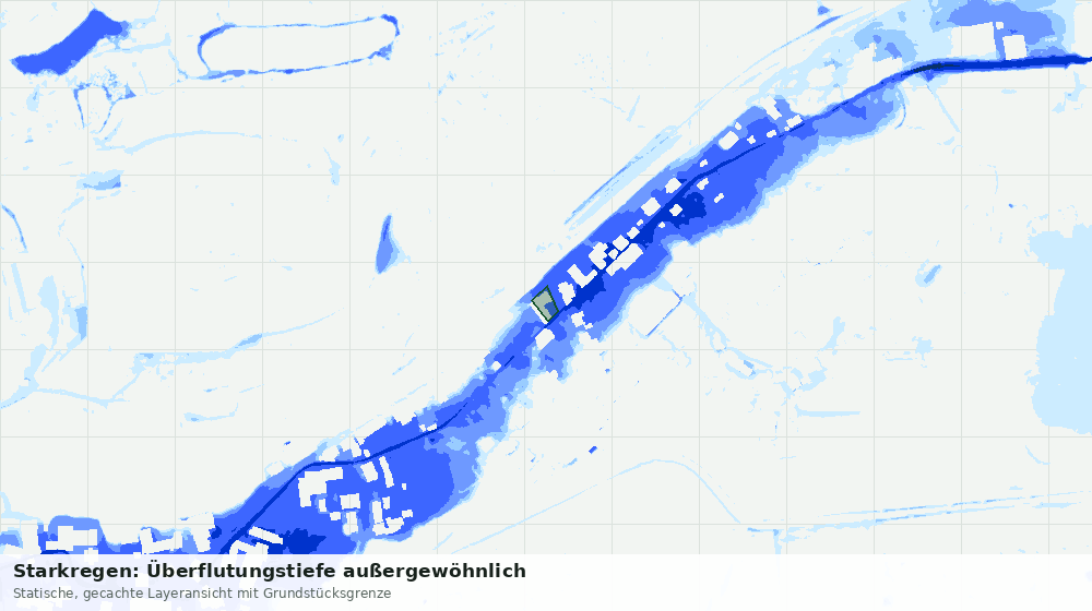 Statische Kartenansicht: Starkregen: Überflutungstiefe außergewöhnlich