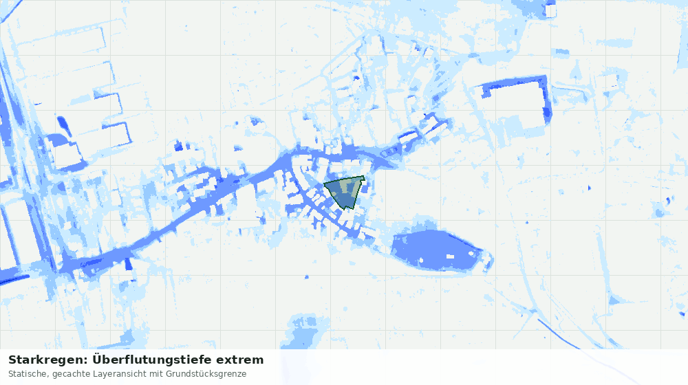 Statische Kartenansicht: Starkregen: Überflutungstiefe extrem