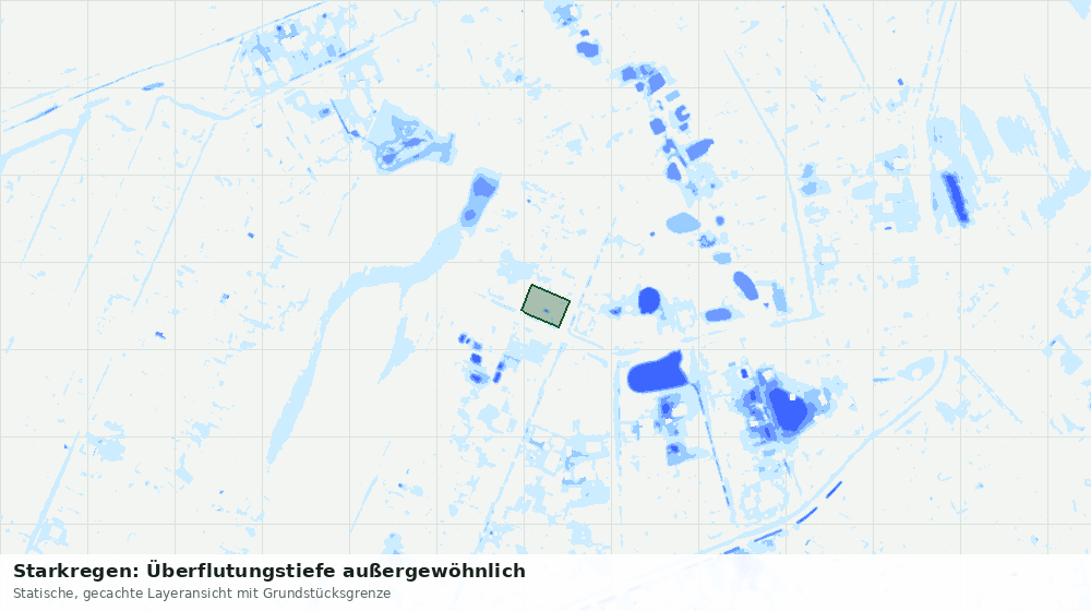Statische Kartenansicht: Starkregen: Überflutungstiefe außergewöhnlich
