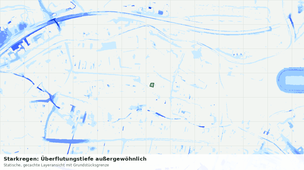 Statische Kartenansicht: Starkregen: Überflutungstiefe außergewöhnlich