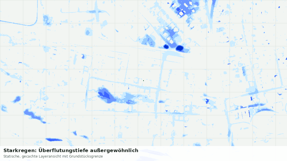 Statische Kartenansicht: Starkregen: Überflutungstiefe außergewöhnlich