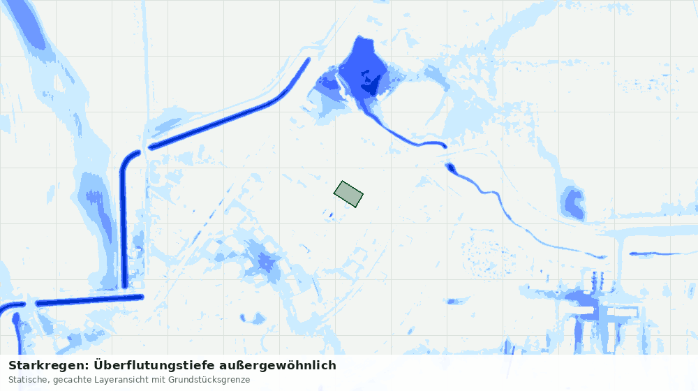 Statische Kartenansicht: Starkregen: Überflutungstiefe außergewöhnlich