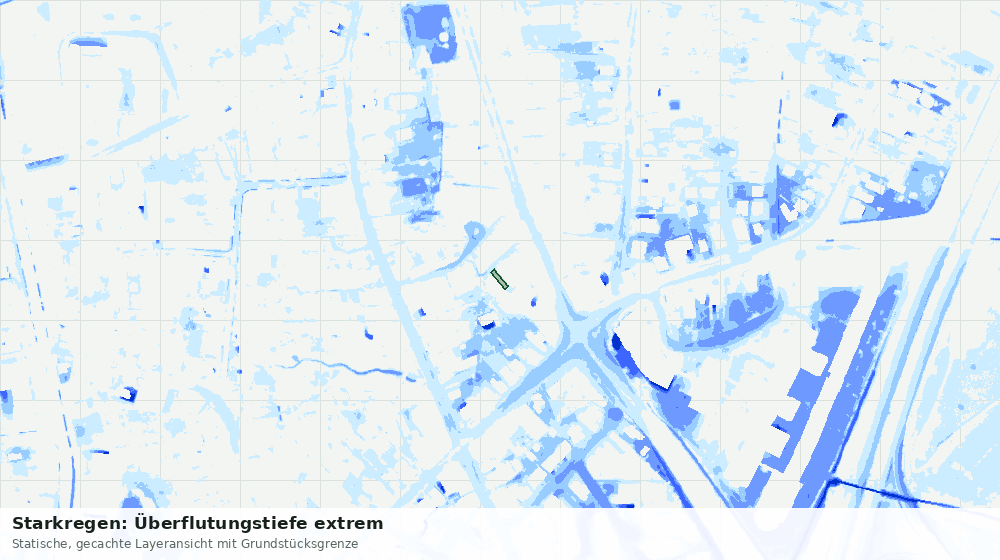 Statische Kartenansicht: Starkregen: Überflutungstiefe extrem