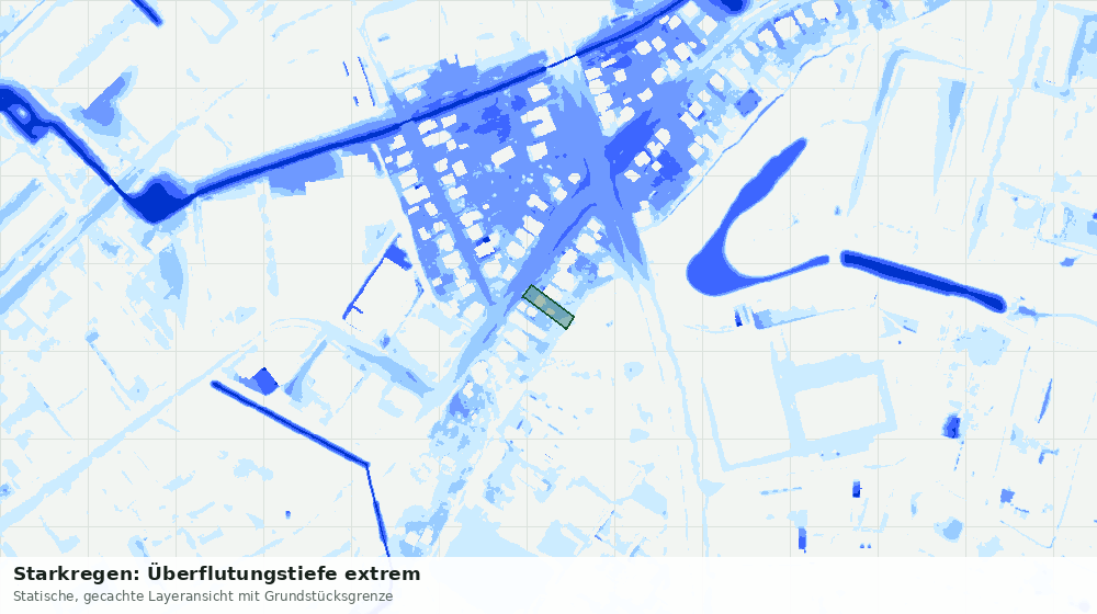 Statische Kartenansicht: Starkregen: Überflutungstiefe extrem