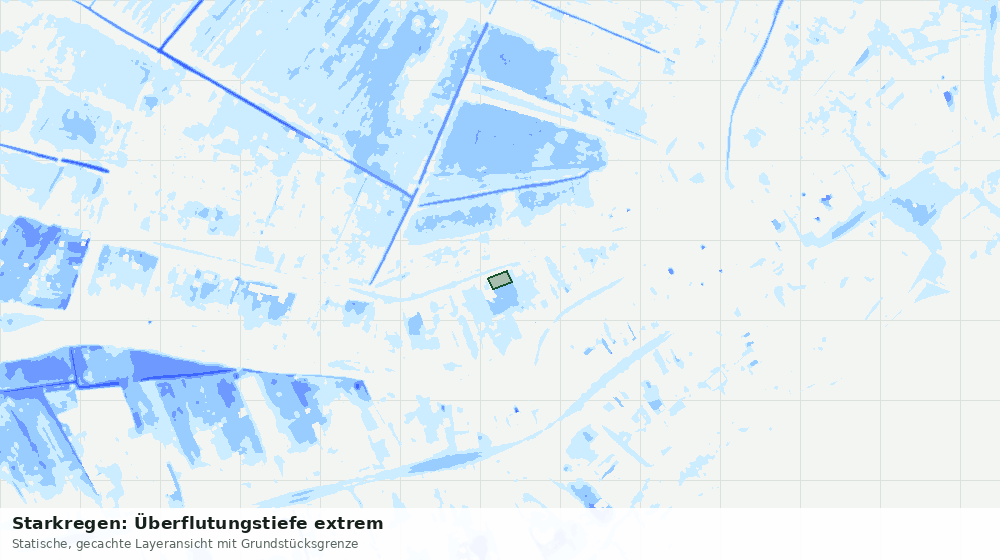 Statische Kartenansicht: Starkregen: Überflutungstiefe extrem
