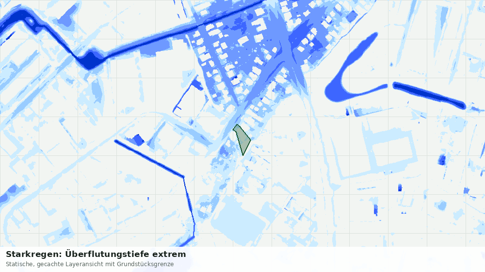 Statische Kartenansicht: Starkregen: Überflutungstiefe extrem