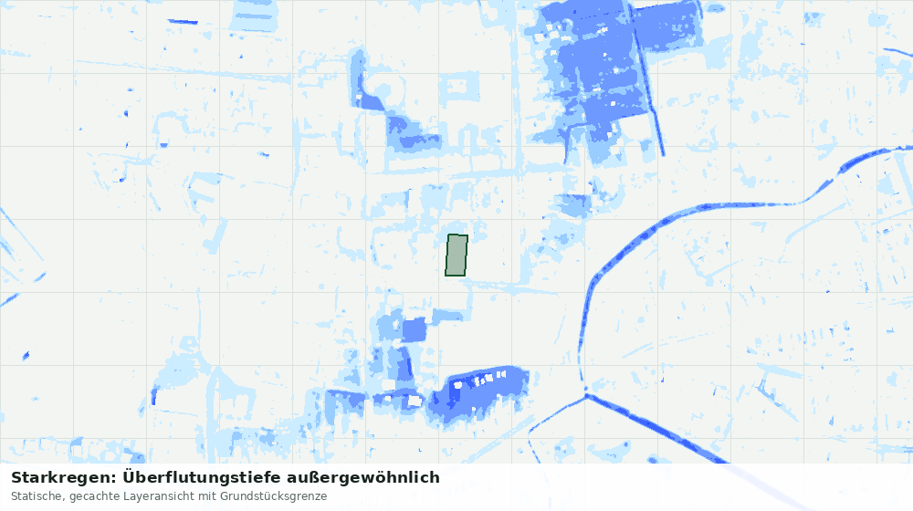 Statische Kartenansicht: Starkregen: Überflutungstiefe außergewöhnlich