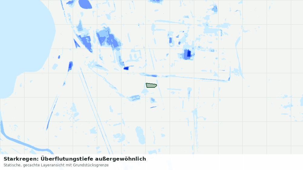 Statische Kartenansicht: Starkregen: Überflutungstiefe außergewöhnlich