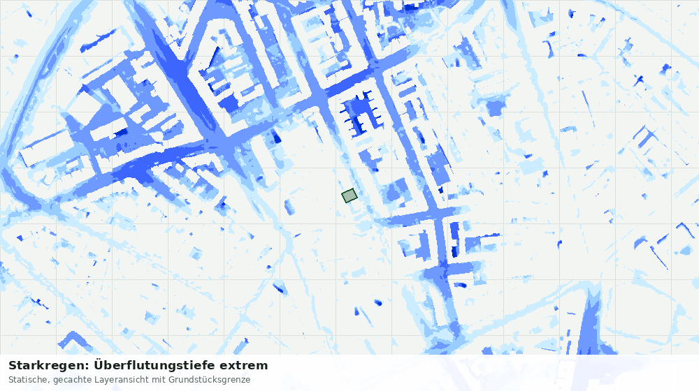 Statische Kartenansicht: Starkregen: Überflutungstiefe extrem
