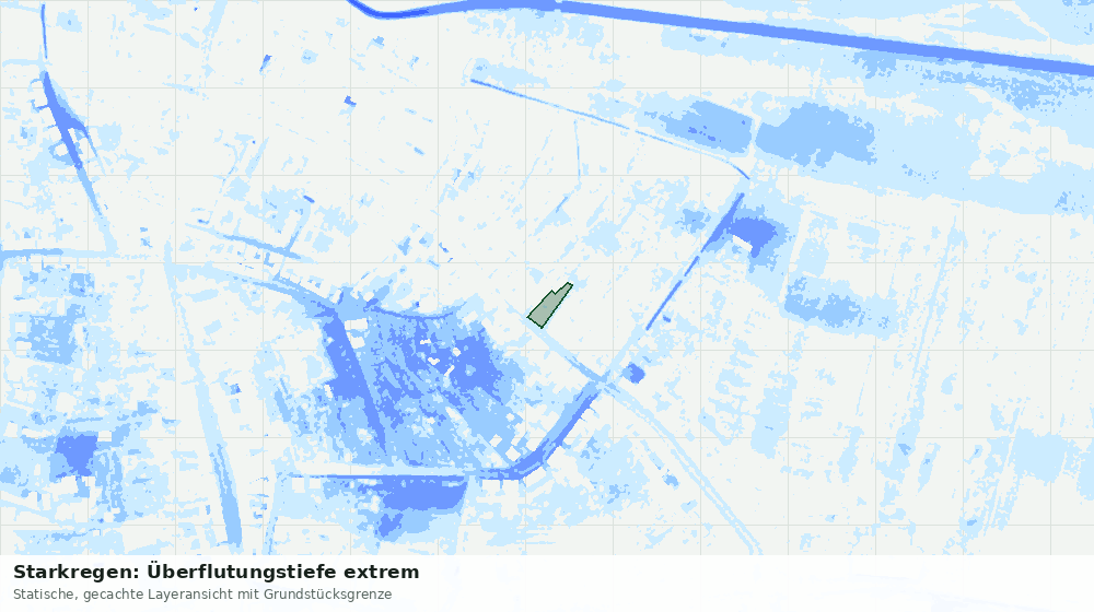 Statische Kartenansicht: Starkregen: Überflutungstiefe extrem