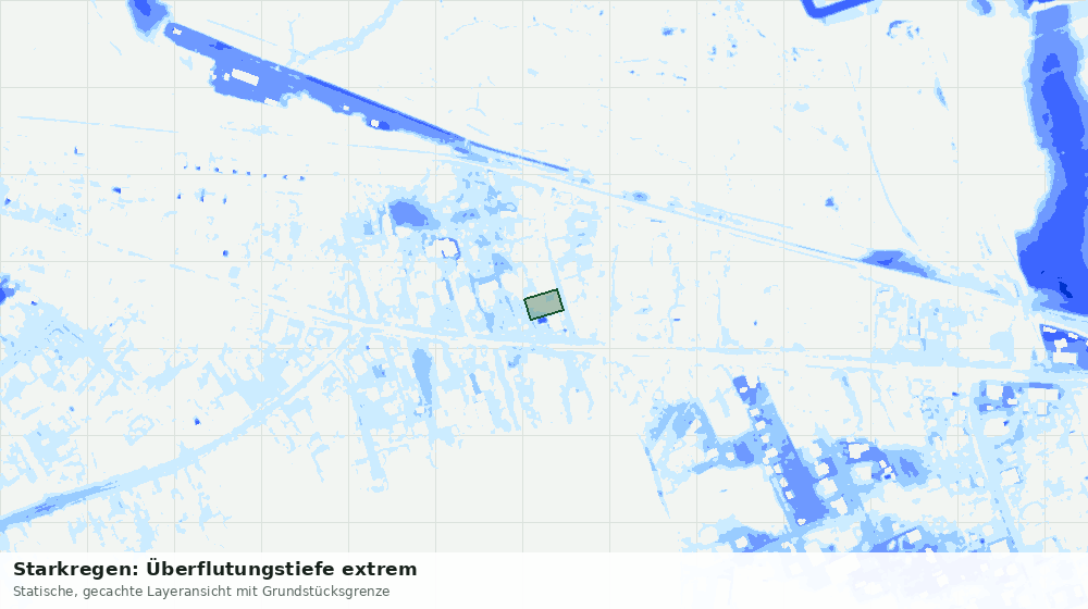 Statische Kartenansicht: Starkregen: Überflutungstiefe extrem