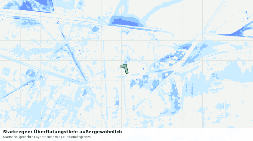 Statische Kartenansicht: Starkregen: Überflutungstiefe außergewöhnlich