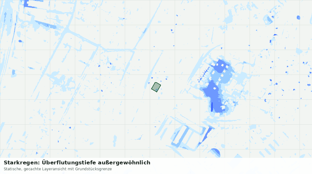 Statische Kartenansicht: Starkregen: Überflutungstiefe außergewöhnlich