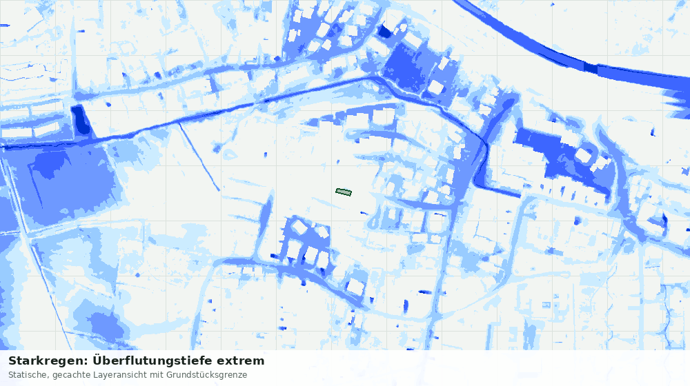 Statische Kartenansicht: Starkregen: Überflutungstiefe extrem