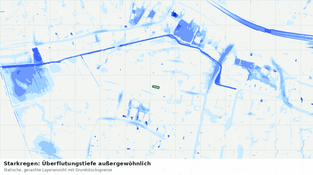 Statische Kartenansicht: Starkregen: Überflutungstiefe außergewöhnlich