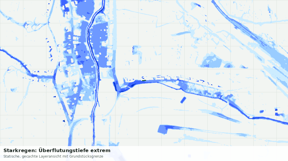 Statische Kartenansicht: Starkregen: Überflutungstiefe extrem